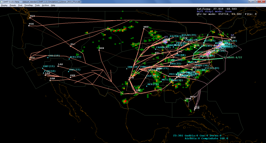 DART visualization of traffic management initiatives and reroutes