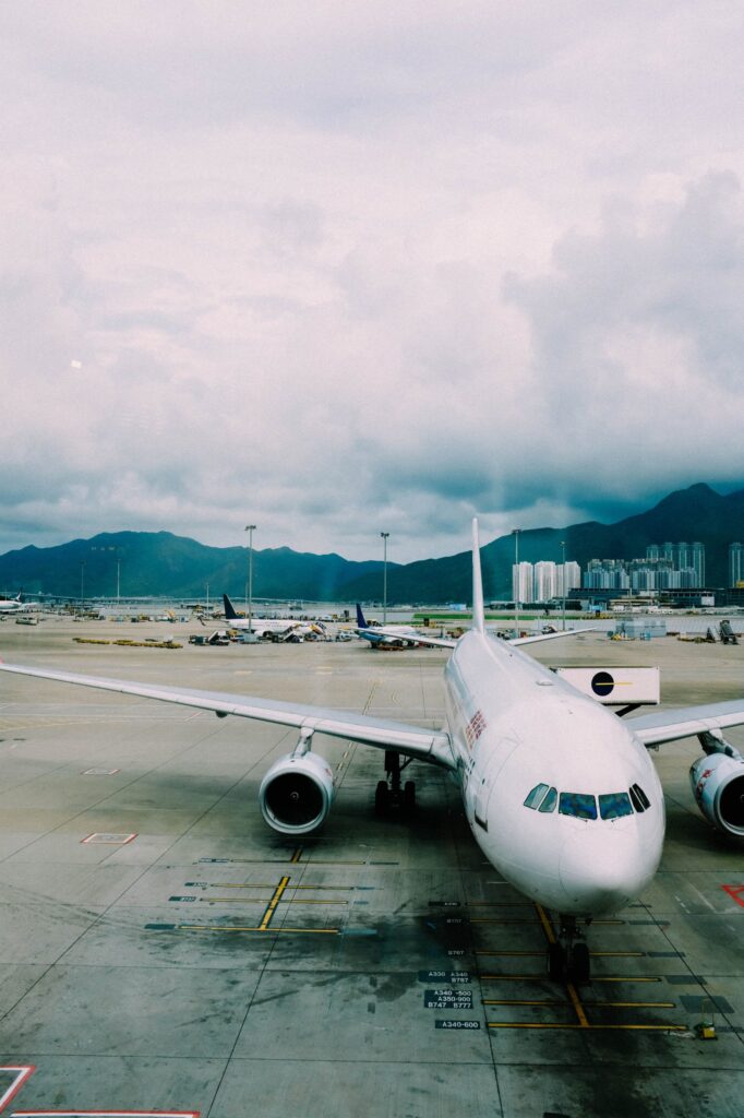 Aircraft parked at airport gates